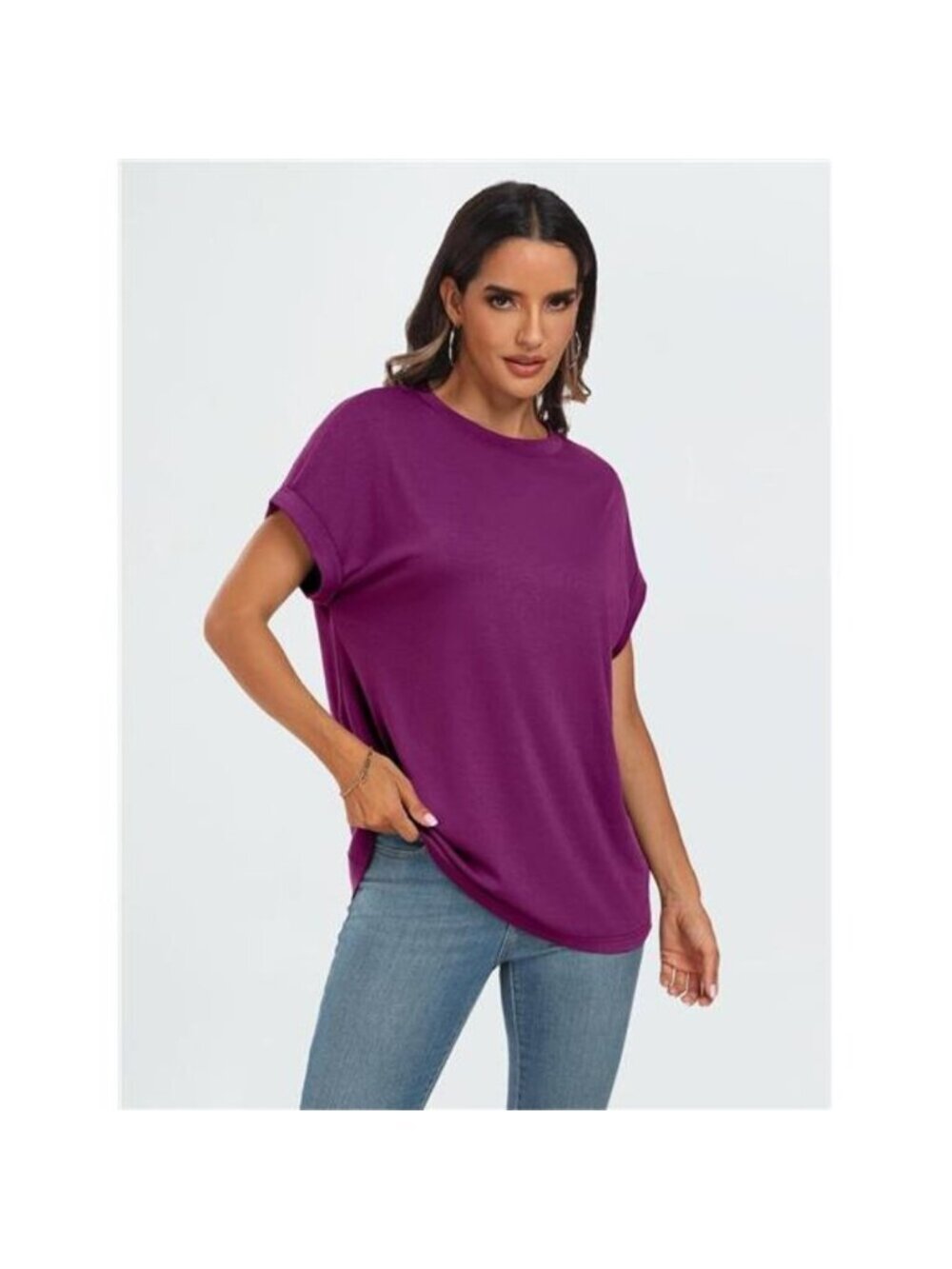 Womens Summer Tops Outfits Spring Casual Dressy T Shirts Workout Purple - Picture 3 of 6